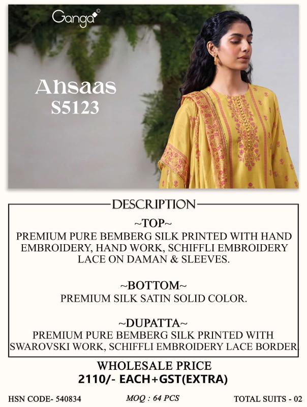 Ganga ehsaas 5123 best wholesale dress materials in india
